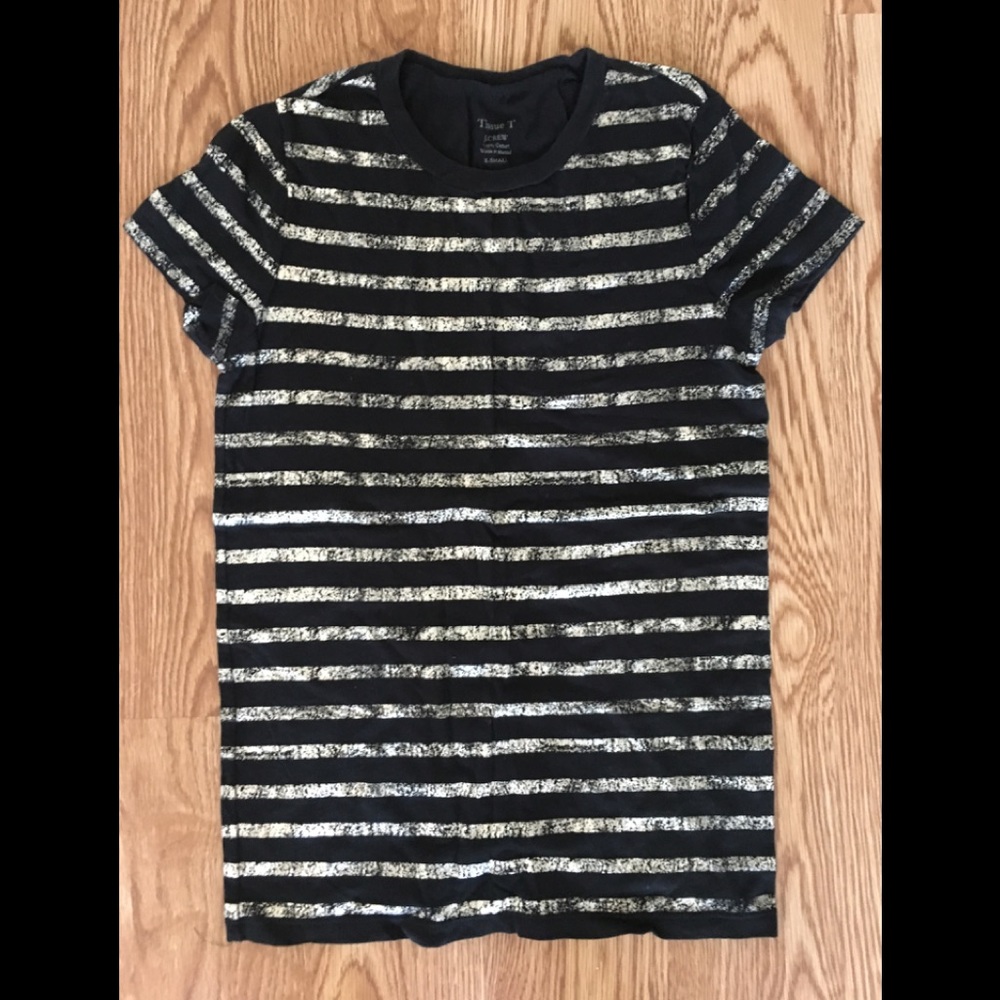 Metallic Foil Striped Short Sleeve Tee